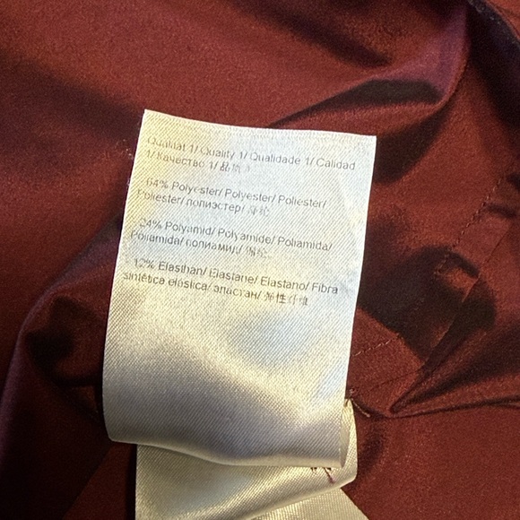 Escada Port Maroon Shimmer Stretch Button Down Blouse Crystal Buttons  38 (US 8) - Picture 7 of 14